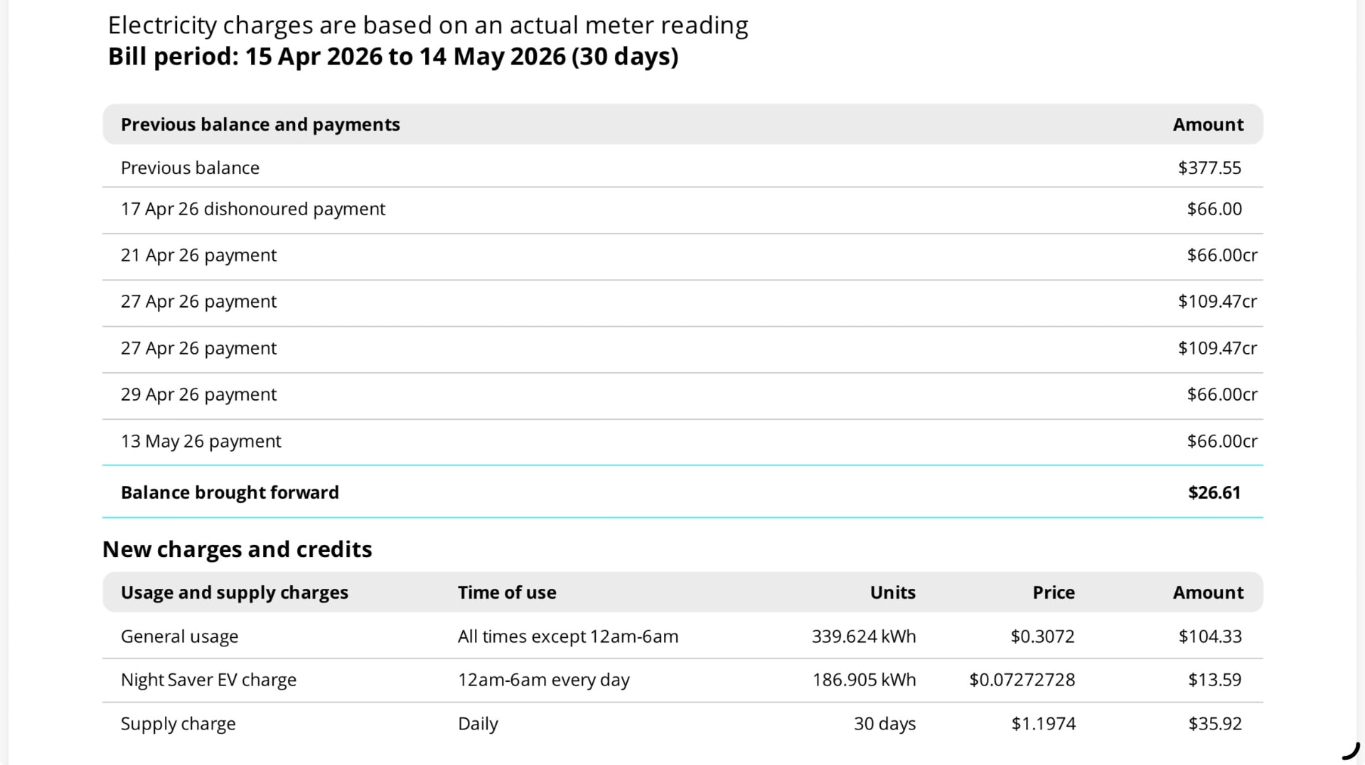 Steven's energy bill credit