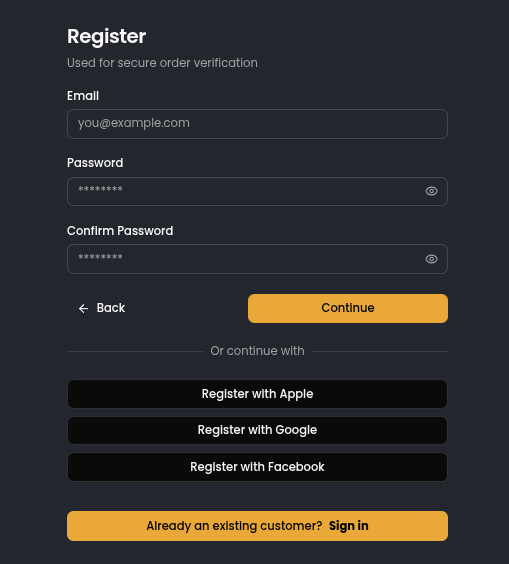 SolarCloud registration screen with email, password and social sign-up options