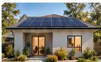 Home with rooftop solar panels