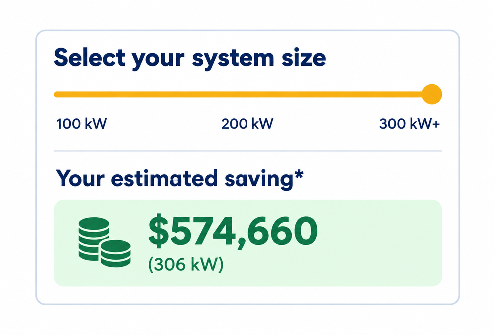 System size slider with estimated saving