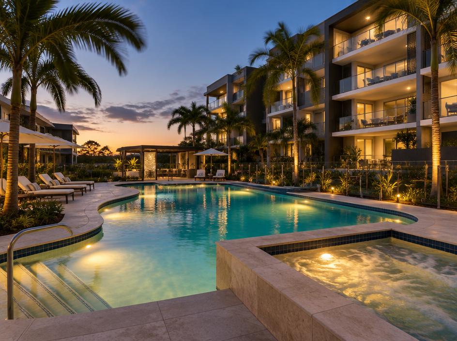 Residential pool and courtyard